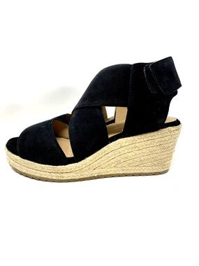 ✨ Soul Naturalizer Wedge Sandal Oshay Women 8 Black Leather Espadrille - NIB✨